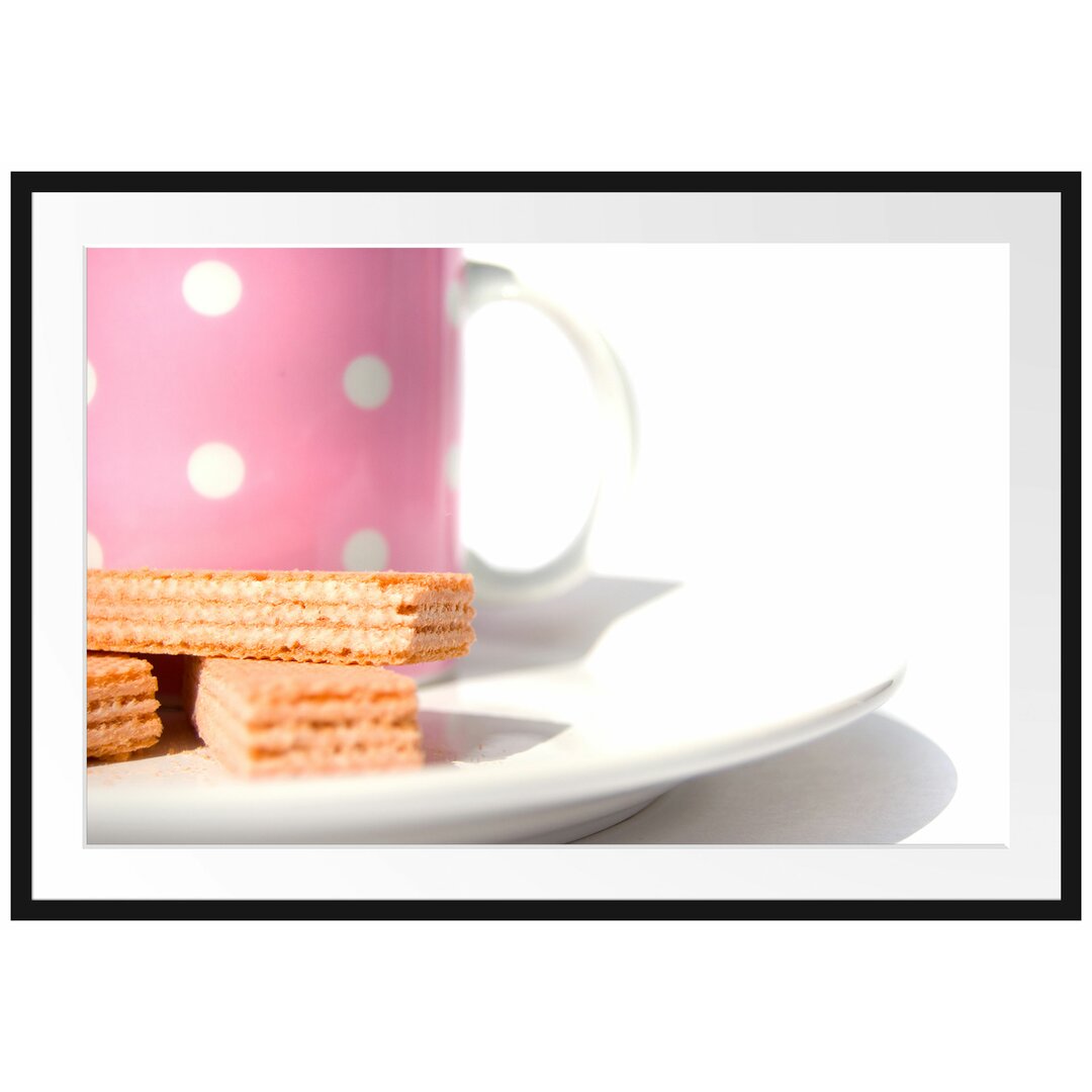 Gerahmtes Poster Kaffee und Waffeln