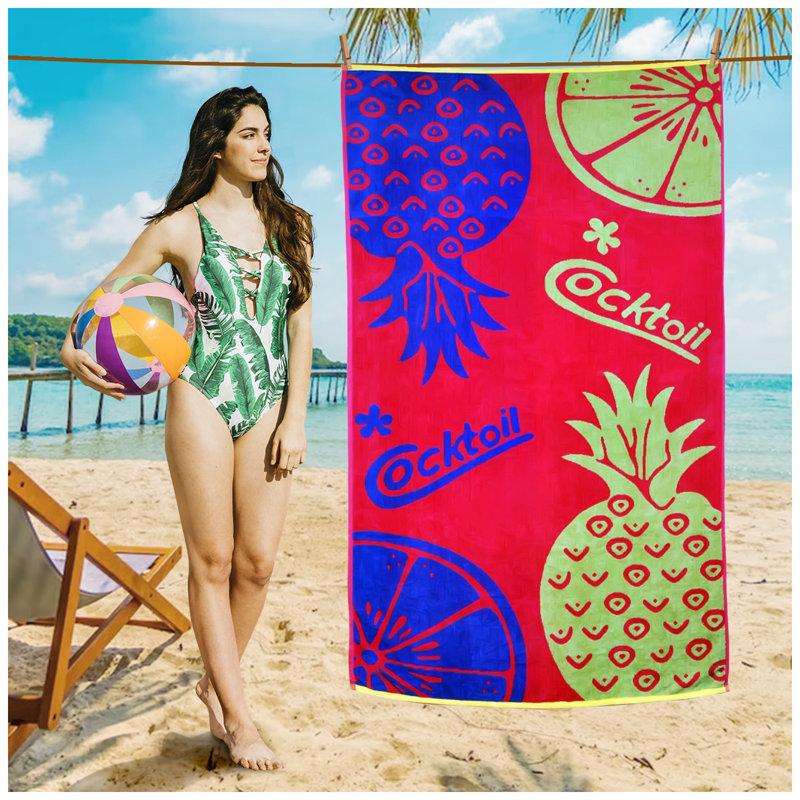 Premium Cotton Rich Velour Beach Towel, Soft Touch, Quick Dry & Highly Absorbent Towelette for Pool & Beach, 100x180 cm