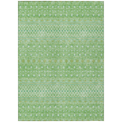 HomeRoots 10' X 14' Green And Mint Green Tribal Washable Indoor Outdoor Area Rug