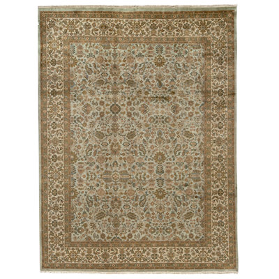 Hand Knotted Wool Oriental Area Rug in Green
