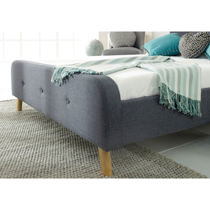 Viaan Upholstered Linen Sleigh Bed, Kingsize (5')