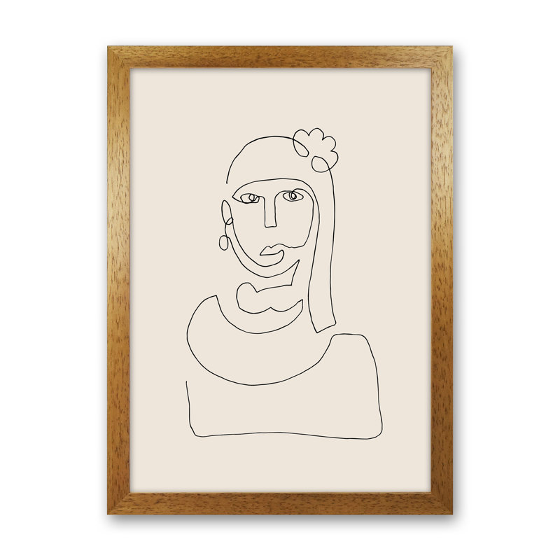 Picasso Line Bust - Print, 88cm H x 64cm W x 3cm D, Oak Frame