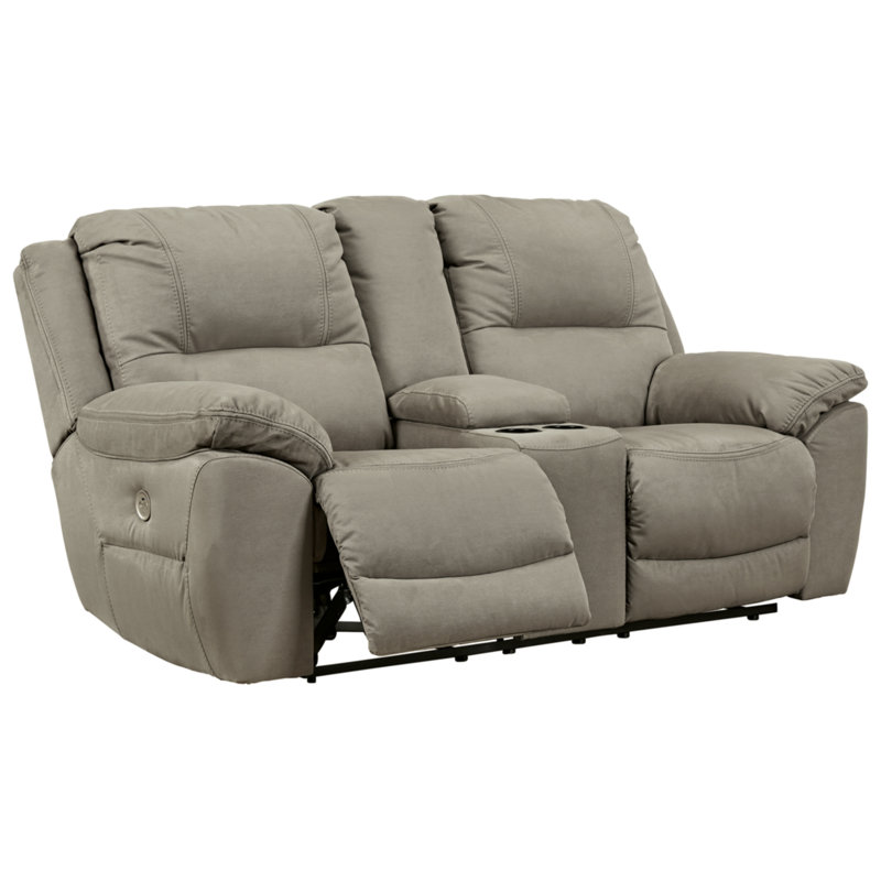 Faux Leather Home Theater Seating with Cup Holder, Power
