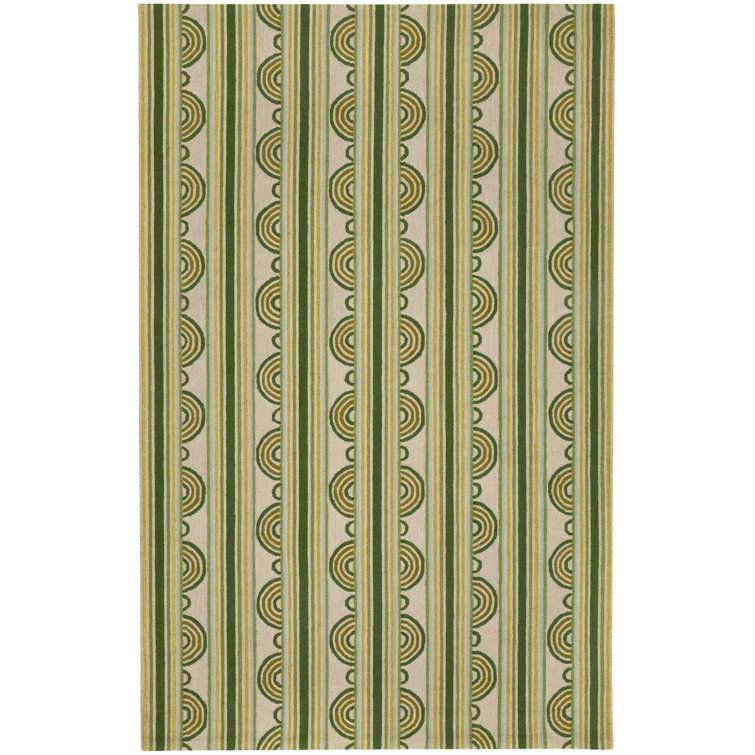 Button Kit Kemp x Annie Selke Button Olive Hand Micro Hooked Wool Rug