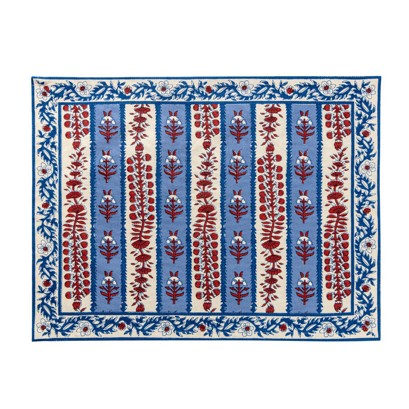 Avignon 100% Cotton Rectangle Placemats, Red/Blue