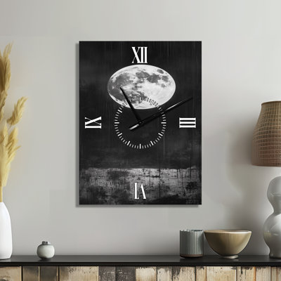 Yellow Moon over Bold Lake Scenery II - Nature Wall Clock