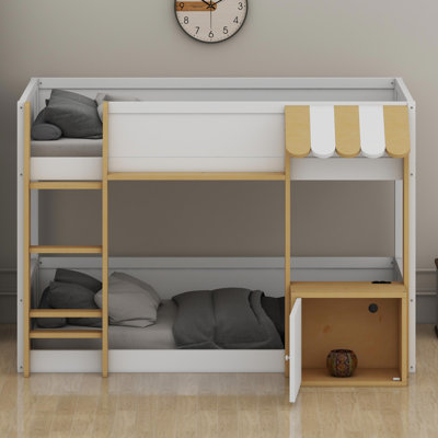 Modern Bunk Bed Featuring a Built-in Desk, Storage Solutions, Ladder, and USB Ports