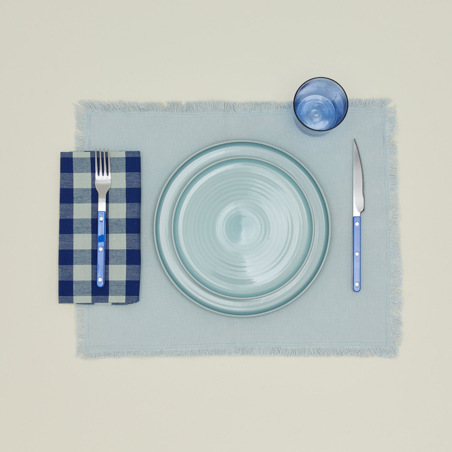 Essential Gingham Cotton Napkin, Blue/Sky