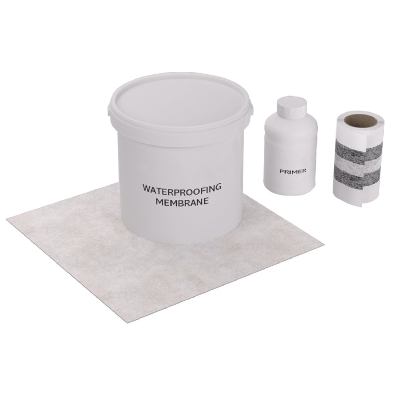 Stone Wet Floor Shower Tray Former With Waterproof Tanking Kit & Vinyl Waste , 2.2cm H x 145cm W x 100cm D