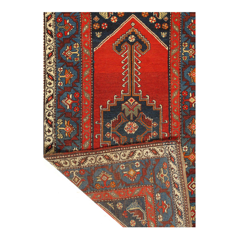 Tapis unique en laine rouge / noir / beige 6 pi 8 po x 3 pi 6 po Jelinek