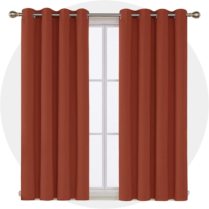 Borunda Room Darkening Curtain Single Panel, 26" W x 63" L, Orange Red