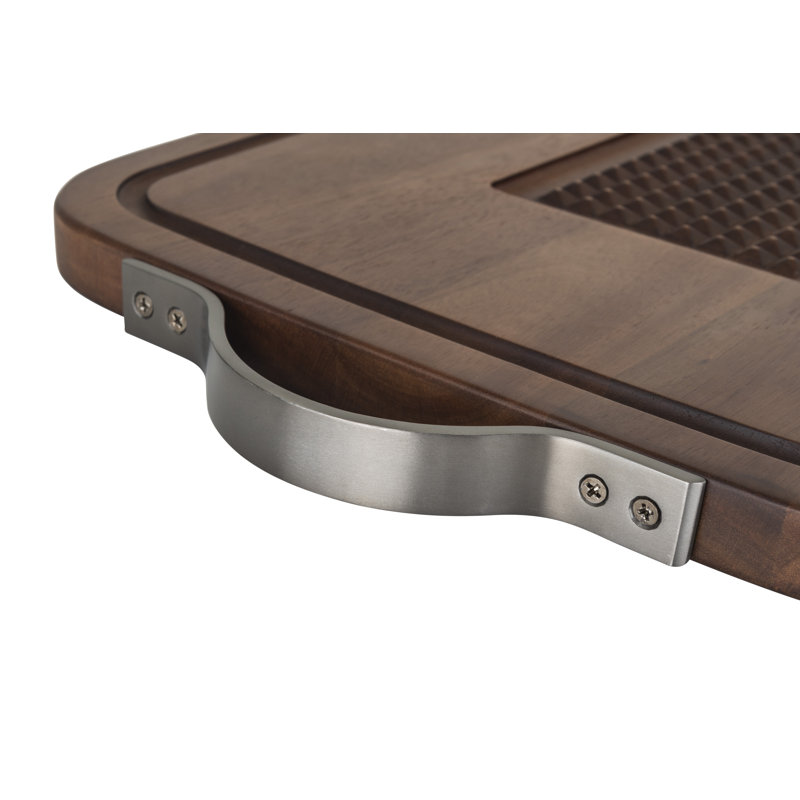 Viking Acacia Wood Carving Board with Juice Groove & Metal Handles