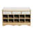 Coastal Oak Shoe Bench with Beige Cushion and Drawers-66751730