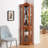 Curio Cabinet Lighted Glass Display Curio Cabinet W/Tempered Glass Doors And Shelves, Crown Corner Cabinet With Bulb, Corner Storage Decoration For Living Room And Bedroom OAK-122821911