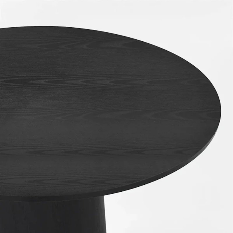Table de salle à manger ronde en bois avec base Petesral, Noir