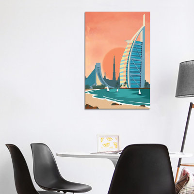 Сity Dubai Architectural Scenery 1 Piece Wrapped Canvas Painting