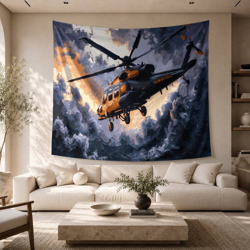 Tapisserie murale «Transagement Helopter designs», 68 po x 80 po