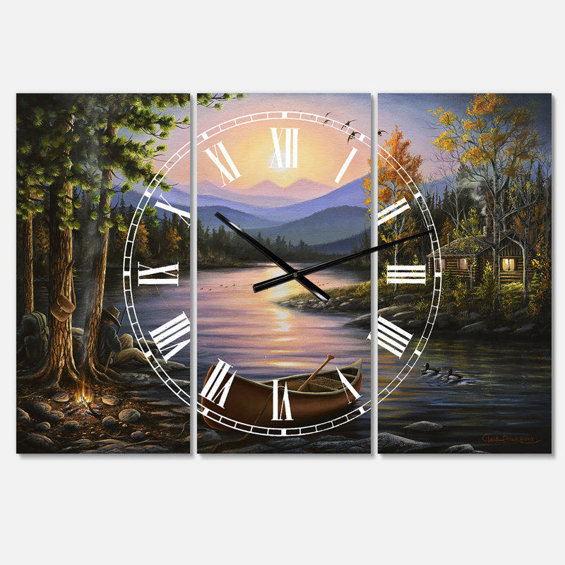 Horloge murale Campfire Stories - Large Lake House