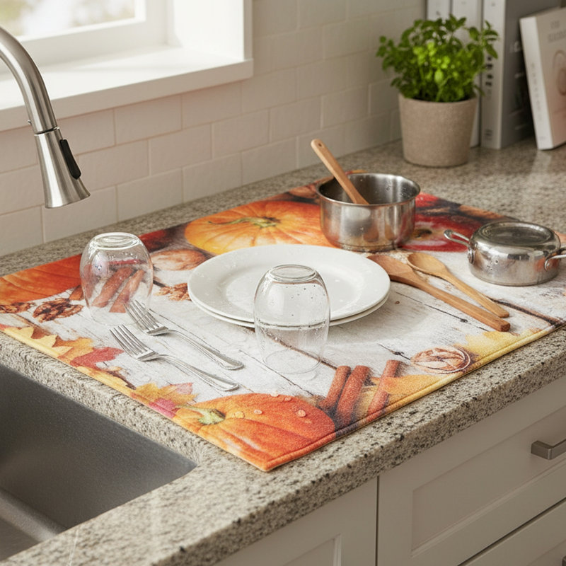 Tapis de séchage en microfibre et citrouille pomme - ensemble de 2