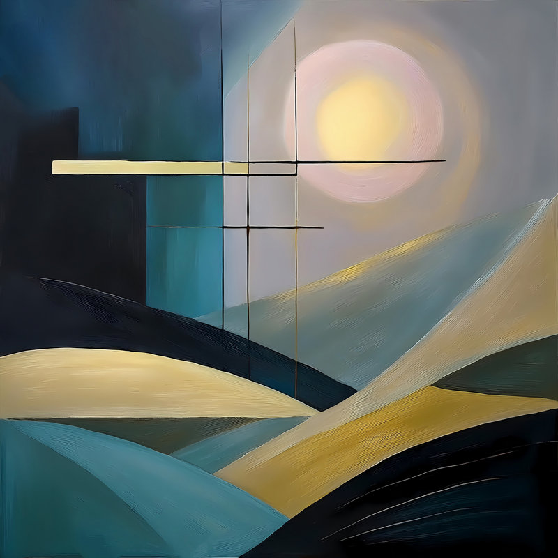 Geometric Sunset, 24" H x 24" W