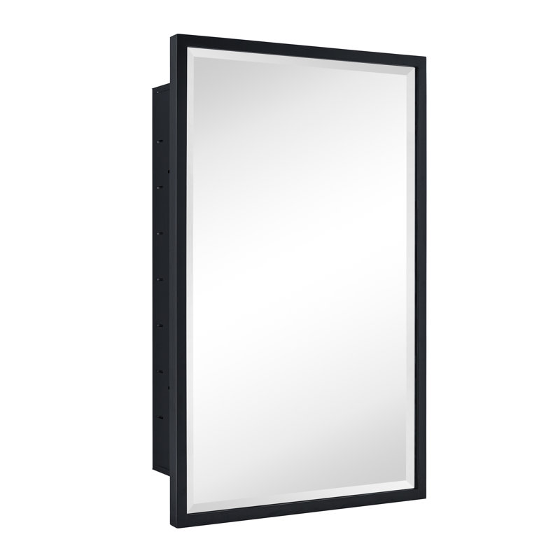 Armoire à pharmacie encastrée avec miroir et tablettes réglables Haddison, 30 po x 20 po, Noir mat