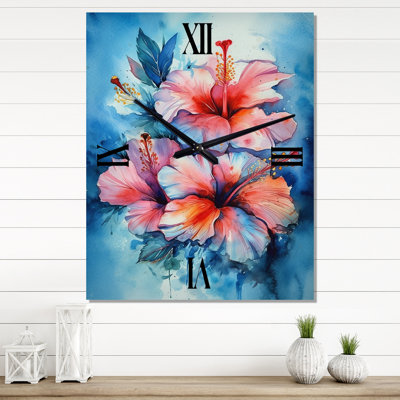 Jairus - Floral Hibiscus Very Large Wall Clocks