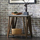 Brookside Modern Beach House Wooden Metal Concrete Coating Console Media Table With An Open Shelf