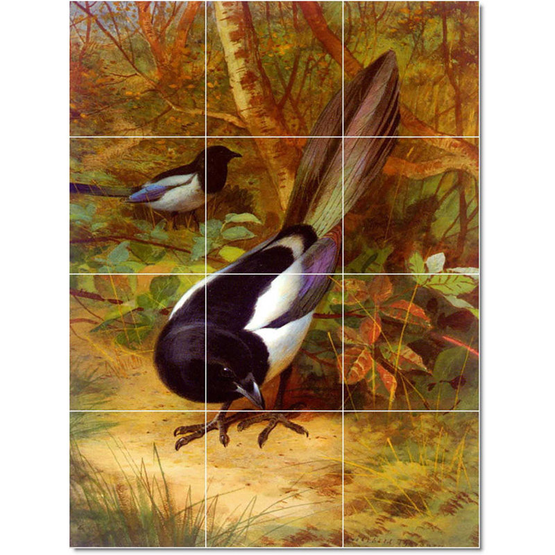 Carreau de céramique décorative 12,75 po x 17 po 4,25 po x 4,25 po, Peinture Archibald Thorburn, oiseau W23203