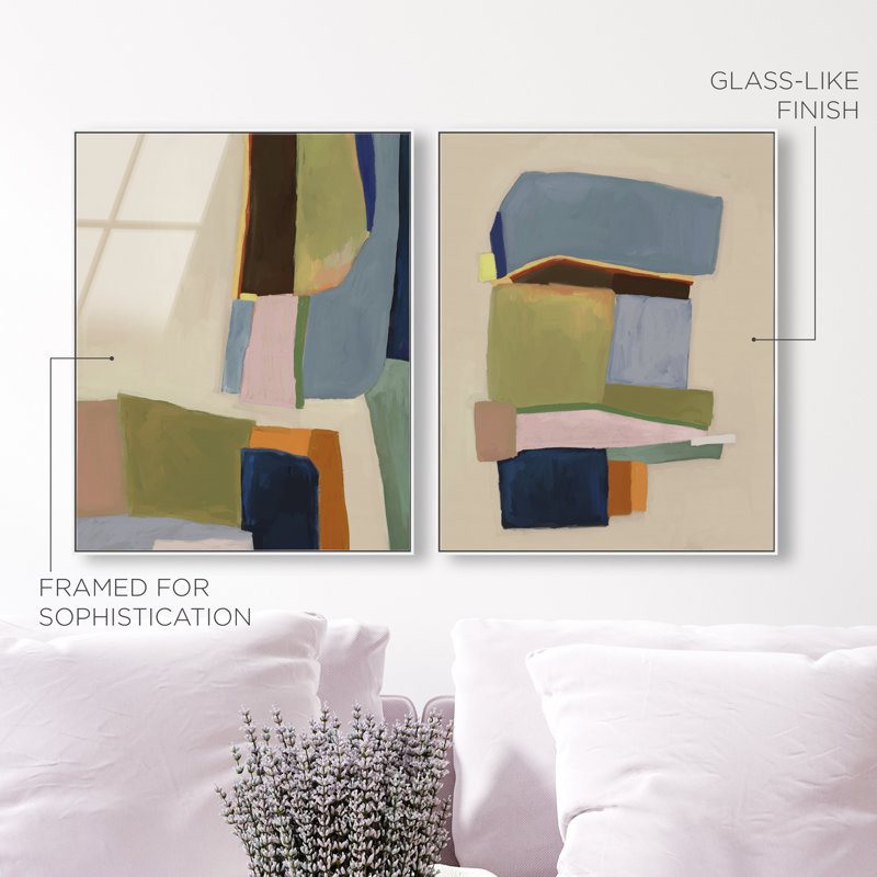 Colro View Set Set by Oliver Gal, White Floater Frame, 37"H x 46"W