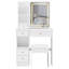 Petit meuble-lavabo de 29,2 po avec tabouret de bureau et tabouret rembourré, grande commande tactile, interrupteur tricolore, miroir à DEL à réglage de la luminosité-46966780