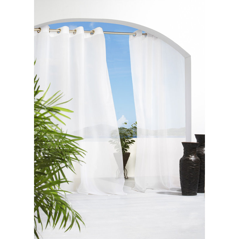 Jarold Solid Color Semi-Sheer Grommet Single Curtain Panel, White, 54" W x 84" L