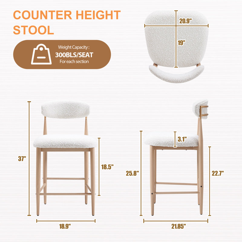 Chaise de bar 2 pièces Velora, Beige