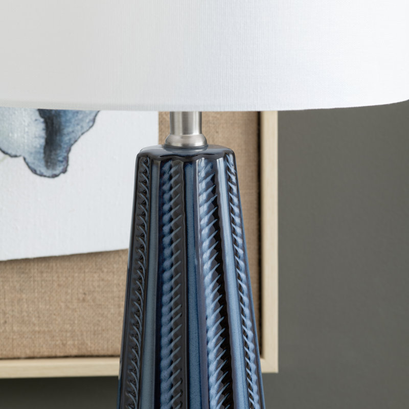 Set Of 2 Ceramic Table Lamps with Shade, Dark Blue