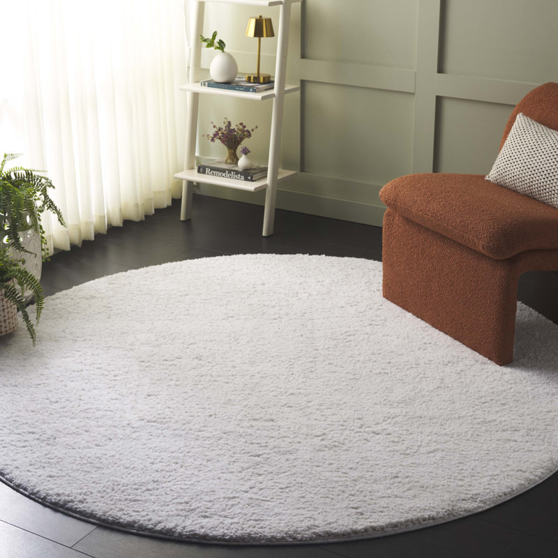 Tapis de couleur unie Mamers Performance, Rond 6 pi 7 po