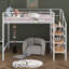 Lit mezzanine simple en métal avec tablette supérieure et échelle de rangement latérale-1673878575-1673878573