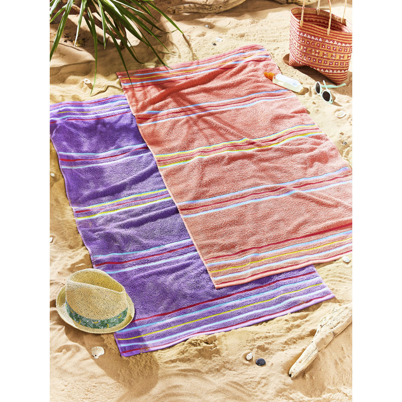 Rainbow 100% Beach Towel, Coral