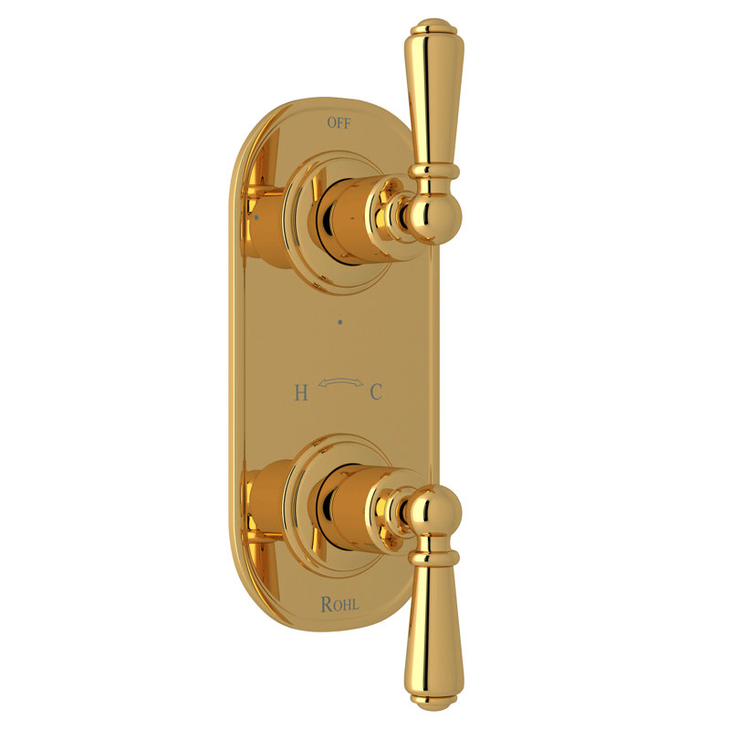 Edwardian™ 1/2" Thermostatic Trim with Diverter, Unlacquered Brass