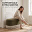 Banc de rangement rembourré bouclé de 47,5 po avec couvercle relevable et pieds en bois massif-1456842115