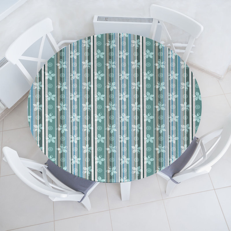 August Grove® Floral Fitted Round Tablecloth Multicolor