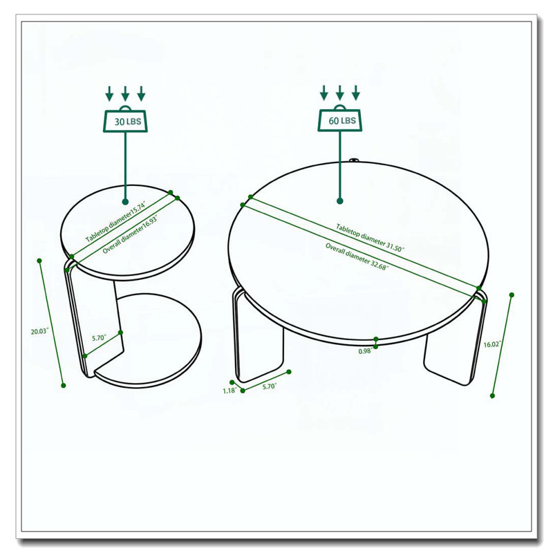 Table basse 32,68 pouces, Noir