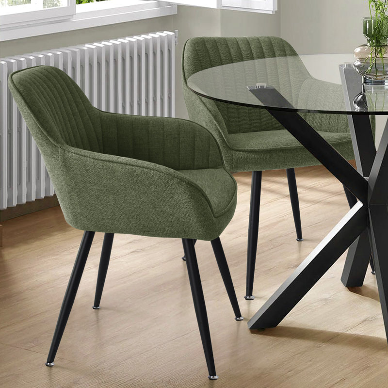 Fauteuil de salle à manger l 23 po Jozwiak, Vert