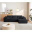 "Canapé modulaire en chenille à assise profonde, canapé en forme de L moderne pour le salon et la chambre à coucher, aucun assemblage requis, noir