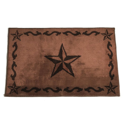 Rustic Star Brown Tan Western Southwestern Cabin Kitchen Bathroom Rug