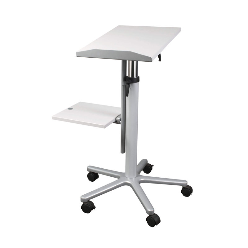 120cm H x 35cm W Laptop Cart with Wheels, Light Charcoal