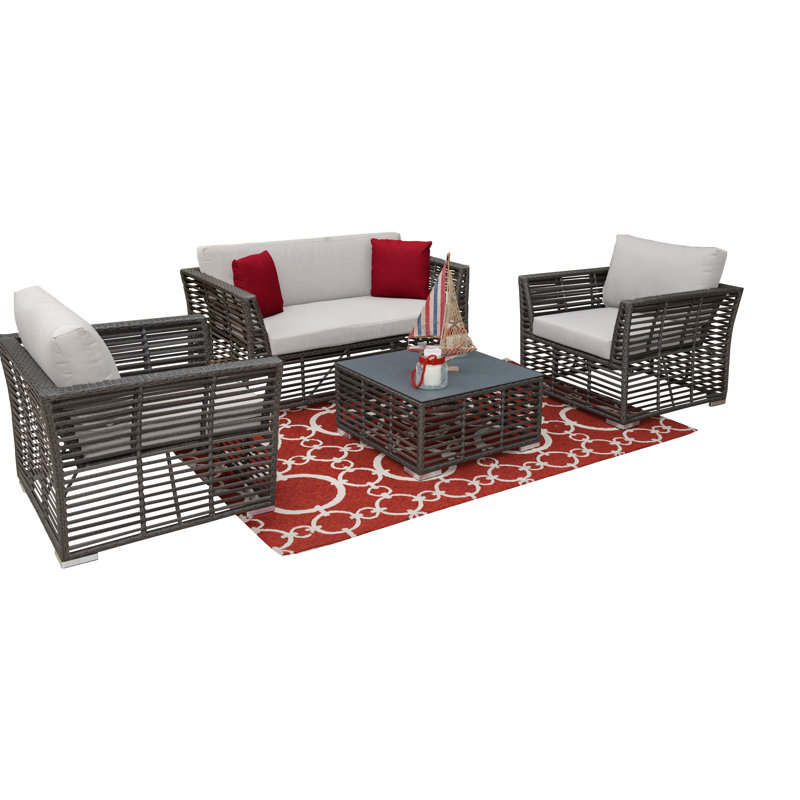 Graphite 4 - Person Patio Conversation Set with Cushions, Canvas Capri Sunbrella® Canvas