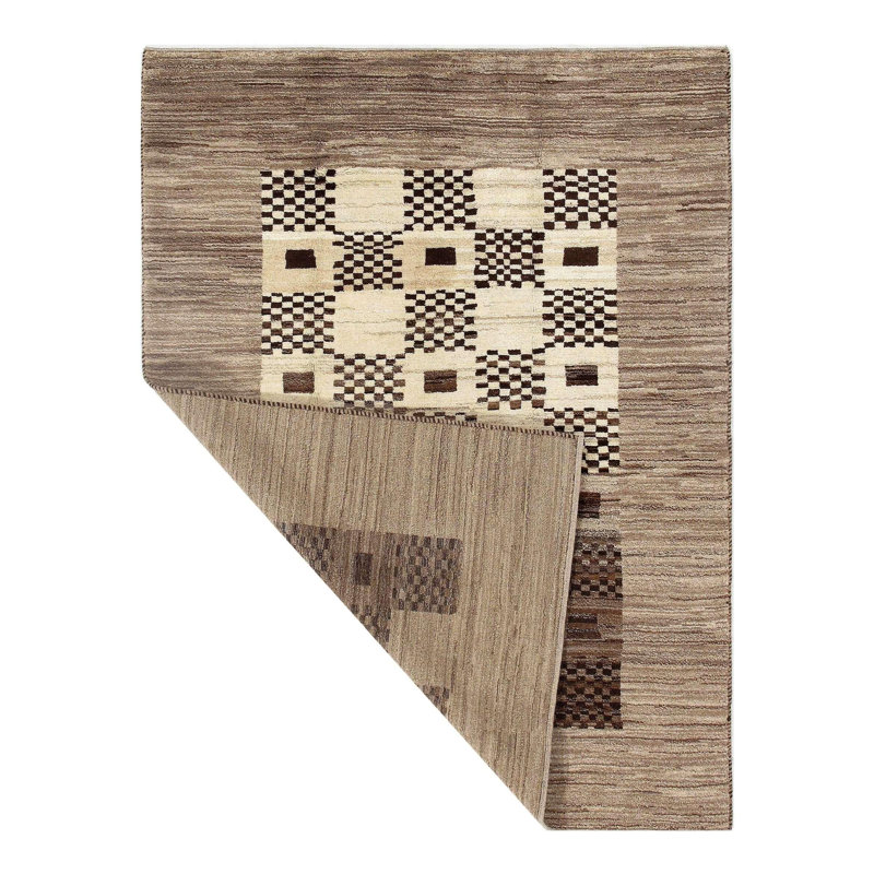 Canvello Brown Fine Hand Knotted Silkroad Gabbeh Rug - 5' X 6'6"