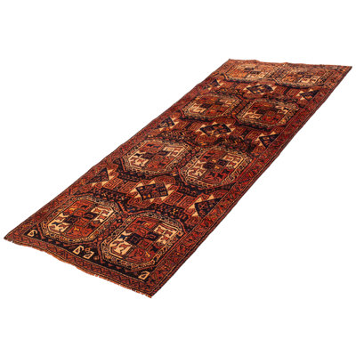 Zaharina One-of-a-Kind 4'0" X 9'11" 1990s Runner Wool Area Rug Red