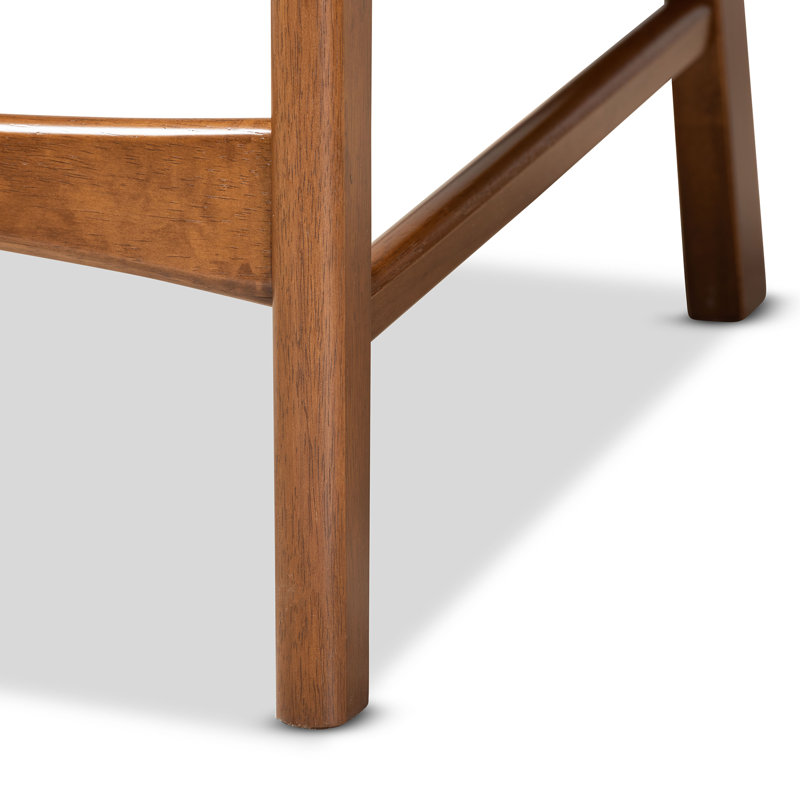 Upholstered Counter Stool with Solid Wood Frame, White