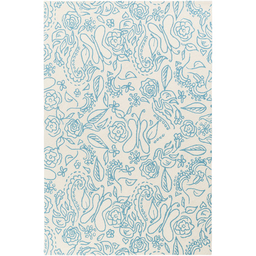 Tapis bleu en laine Harley, Rectangle 5 pi x 7 pi 6 po