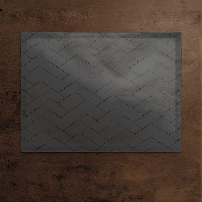 Poly Twill Geometric Rectangle Placemat, Black